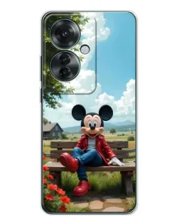 Чехол для OPPO Reno 11F с картинкой «Микки на скамейке»