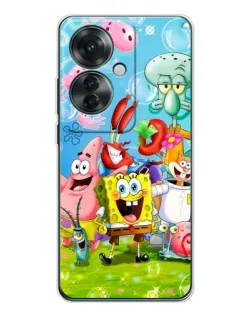Чехол для OPPO Reno 11F с картинкой «Губка Боб и друзья»