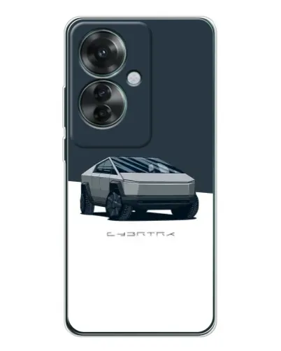 Чехол для OPPO Reno 11F с картинкой «Серебристый Cybertruck Tesla»