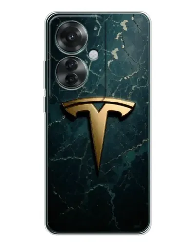 Чехол для OPPO Reno 11F с картинкой «Мраморная Tesla Gold»