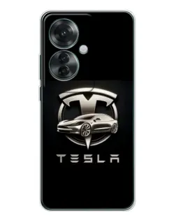 Чохол для OPPO Reno 11F з картинкою «Tesla — срібне авто» Чохол для OPPO Reno 11F з картинкою «Tesla — срібне авто»