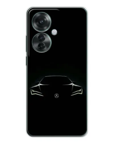 Чехол для OPPO Reno 11F с картинкой «Mercedes — силуэт авто» Чехол для OPPO Reno 11F с картинкой «Mercedes — силуэт авто»