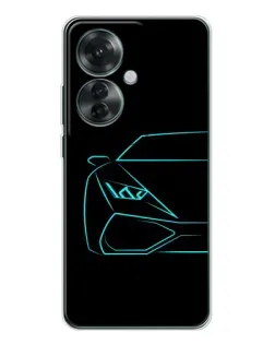 Чохол для OPPO Reno 11F з картинкою «Блакитний силует Lamborghini»