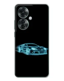 Чохол для OPPO Reno 11F з картинкою «Неоновий контур Lamborghini»
