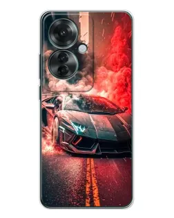 Чохол для OPPO Reno 11F з картинкою «Lamborghini червоний дим»