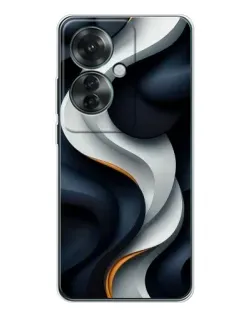 Чехол для OPPO Reno 11F с картинкой «Объемные черно-белые ленты» Чехол для OPPO Reno 11F с картинкой «Объемные черно-белые ленты»