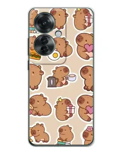 Чехол для OPPO Reno 11F с картинкой «Капибары паттерн» Чехол для OPPO Reno 11F с картинкой «Капибары паттерн»