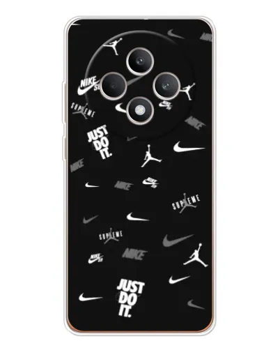 Чехол для OPPO Reno 12 F с картинкой «Nike Black Pattern» Чехол для OPPO Reno 12 F с картинкой «Nike Black Pattern»