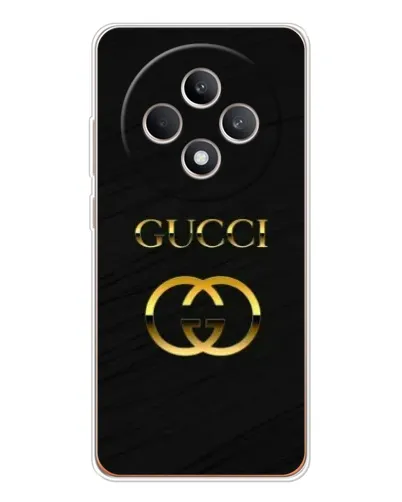 Чехол для OPPO Reno 12 F с картинкой «Золотой логотип Gucci»