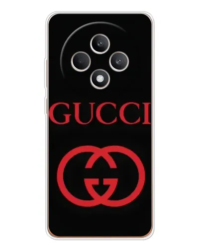Чехол для OPPO Reno 12 F с картинкой «Gucci — красный логотип»