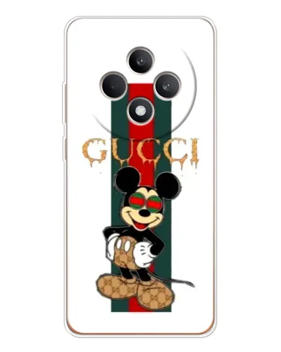 Чехол для OPPO Reno 12 F с картинкой «Микки Маус Gucci — полосы»