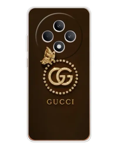 Чехол для OPPO Reno 12 F с картинкой «Gucci — золотая бабочка»