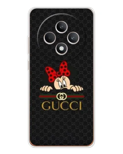 Чехол для OPPO Reno 12 F с картинкой «Минни Маус Gucci — черный»