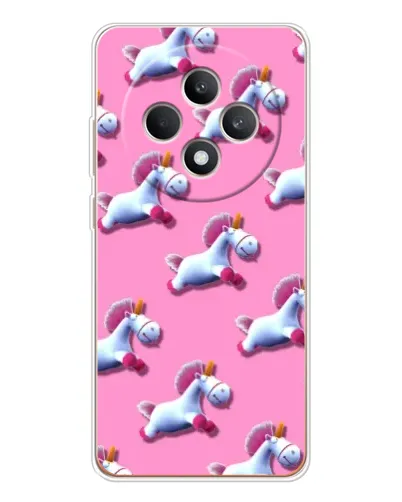 Чехол для OPPO Reno 12 F с картинкой «Единороги на розовом»