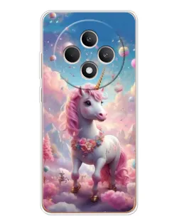 Чехол для OPPO Reno 12 F с картинкой «Единорог среди облаков»