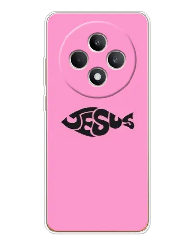 Чехол для OPPO Reno 12 F с картинкой «Розовый символ Jesus» Чехол для OPPO Reno 12 F с картинкой «Розовый символ Jesus»