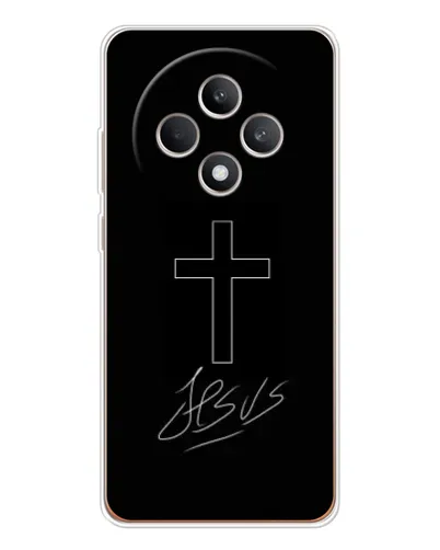 Чехол для OPPO Reno 12 F с картинкой «Графический крест Jesus» Чехол для OPPO Reno 12 F с картинкой «Графический крест Jesus»