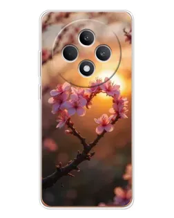Чехол для OPPO Reno 12 F с картинкой «Розовый цвет сердце на фоне заката» Чехол для OPPO Reno 12 F с картинкой «Розовый цвет сердце на фоне заката»