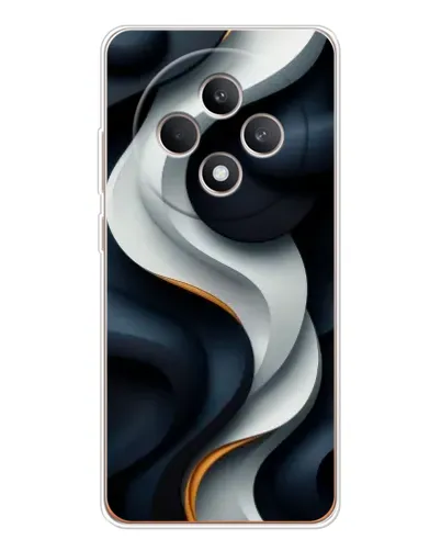 Чехол для OPPO Reno 12 F с картинкой «Объемные черно-белые ленты»