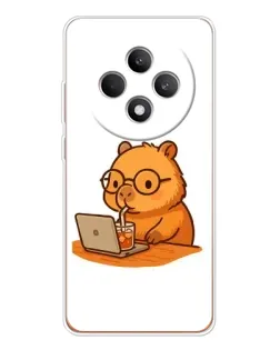 Чехол для OPPO Reno 12 F с картинкой «Капибара с ноутбуком»