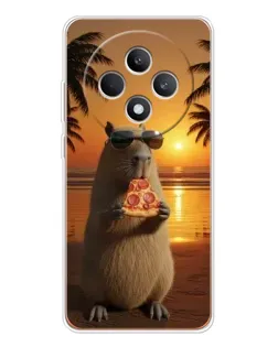 Чехол для OPPO Reno 12 F с картинкой «Капибара с пиццей»