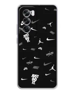 Чехол для OPPO Reno 12 Pro с картинкой «Nike Black Pattern»
