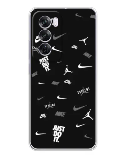 Чехол для OPPO Reno 12 Pro с картинкой «Nike Black Pattern» Чехол для OPPO Reno 12 Pro с картинкой «Nike Black Pattern»