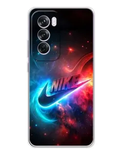 Чехол для OPPO Reno 12 Pro с картинкой «Огненный логотип Nike»