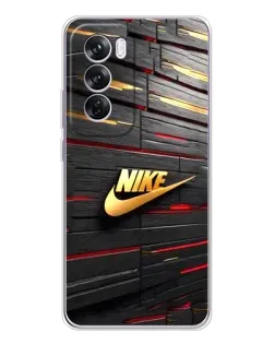 Чехол для OPPO Reno 12 Pro с картинкой «Золотой Nike на металле»