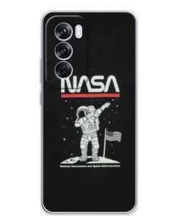 Чехол для OPPO Reno 12 Pro с картинкой «NASA — шагаем по Луне»