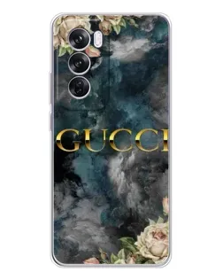 Чехол для OPPO Reno 12 Pro с картинкой «Абстрактные цветы Gucci»
