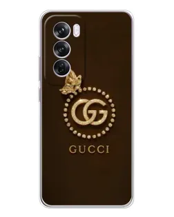 Чехол для OPPO Reno 12 Pro с картинкой «Gucci — золотая бабочка»