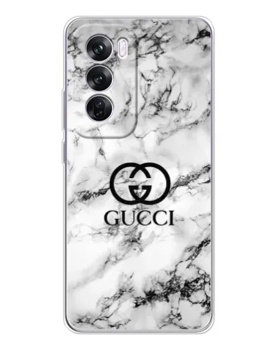 Чехол для OPPO Reno 12 Pro с картинкой «Gucci — мраморный шик»