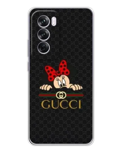 Чехол для OPPO Reno 12 Pro с картинкой «Минни Маус Gucci — черный»
