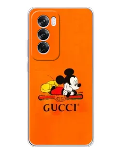 Чехол для OPPO Reno 12 Pro с картинкой «Микки Маус Gucci — оранж»