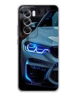 Чохол для OPPO Reno 12 Pro з картинкою «Погляд BMW з синіми фарами»