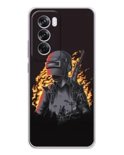 Чехол для OPPO Reno 12 Pro с картинкой «PUBG — огненный силуэт»