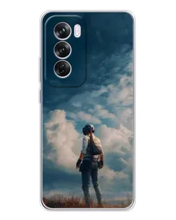 Чехол для OPPO Reno 12 Pro с картинкой «Герой PUBG на скале»