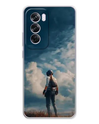 Чехол для OPPO Reno 12 Pro с картинкой «Герой PUBG на скале»