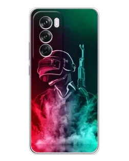 Чехол для OPPO Reno 12 Pro с картинкой «PUBG — огненный воин»