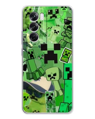 Чехол для OPPO Reno 12 Pro с картинкой «Криперы Minecraft»