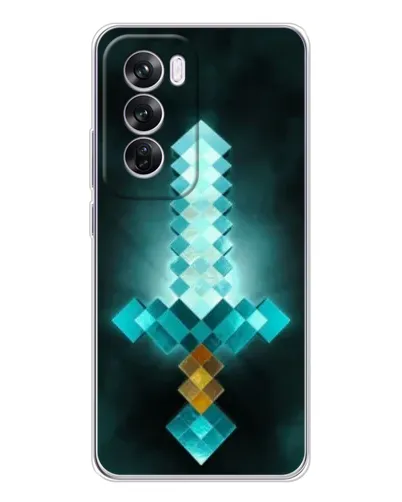 Чехол для OPPO Reno 12 Pro с картинкой «Алмазный меч неон»