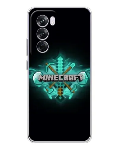 Чехол для OPPO Reno 12 Pro с картинкой «Minecraft Diamond лого»