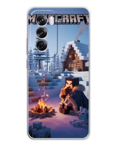 Чехол для OPPO Reno 12 Pro с картинкой «Зимний Minecraft»
