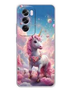 Чехол для OPPO Reno 12 Pro с картинкой «Единорог среди облаков»