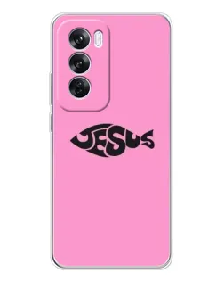 Чехол для OPPO Reno 12 Pro с картинкой «Розовый символ  Jesus»
