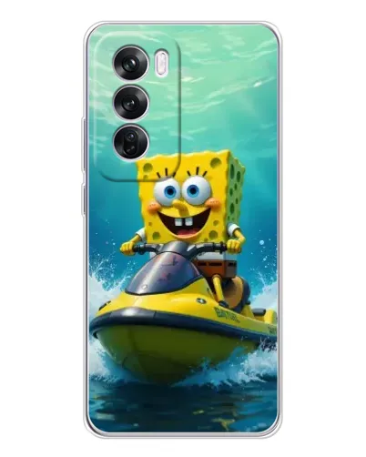 Чехол для OPPO Reno 12 Pro с картинкой «Спанч Боб на гидроцикле»