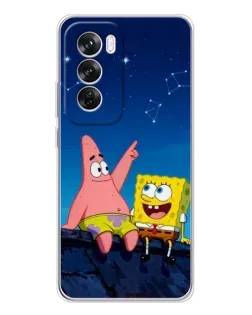 Чехол для OPPO Reno 12 Pro с картинкой «Губка Боб и Патрик ночью» Чехол для OPPO Reno 12 Pro с картинкой «Губка Боб и Патрик ночью»