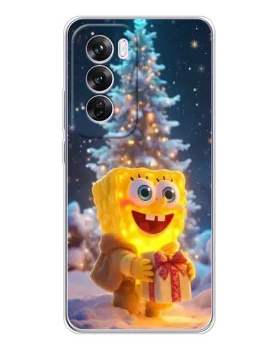 Чехол для OPPO Reno 12 Pro с картинкой «Рождественский Спанч Боб»