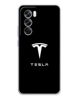 Чехол для OPPO Reno 12 Pro с картинкой «Tesla White Logo»